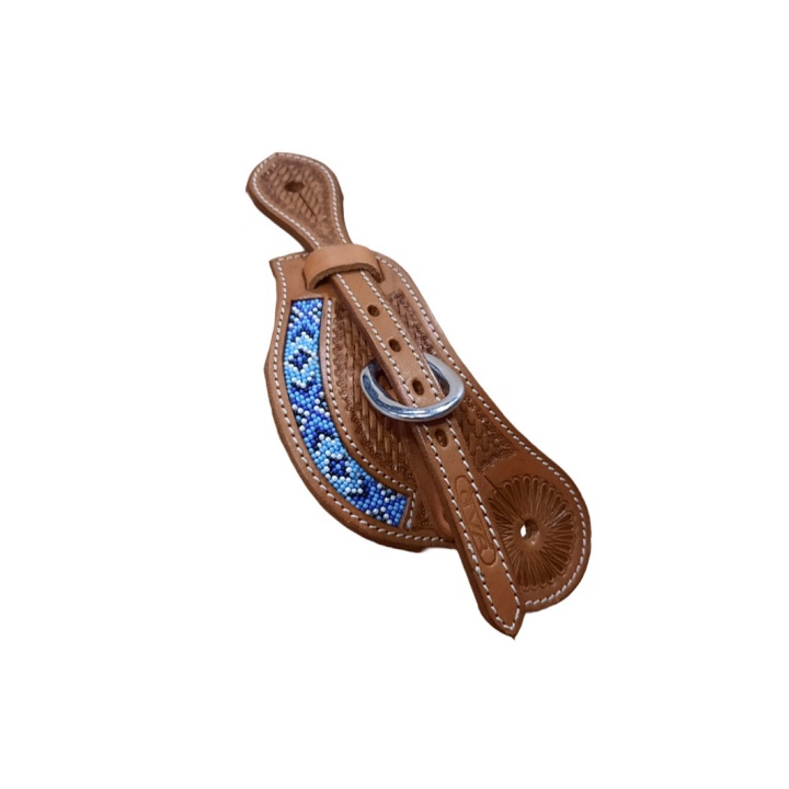 Lanières Eperons Perles Blue