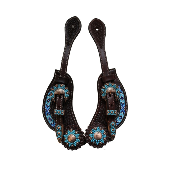 Lanières Eperons Perles turquoise