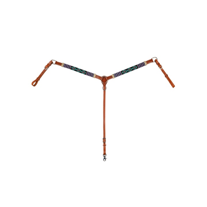 Collier de chasse western cuir et perles Navajo bleues | EL PINTO