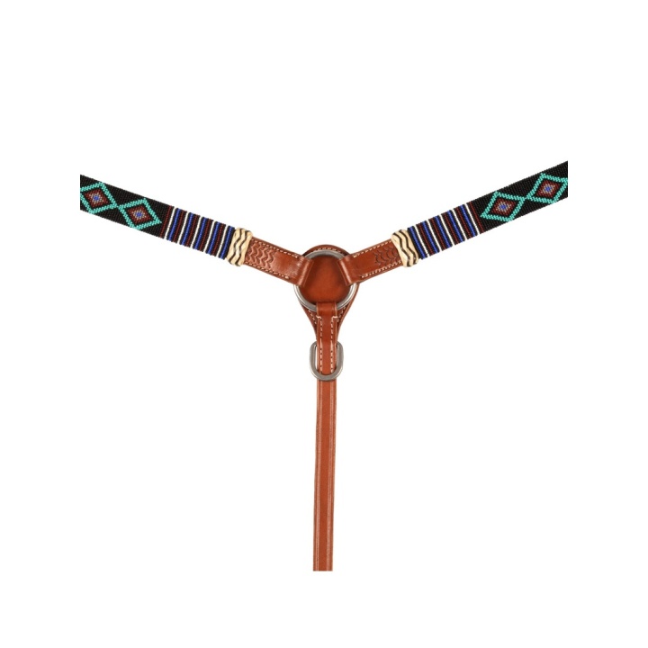 Collier de chasse western cuir et perles Navajo bleues | EL PINTO