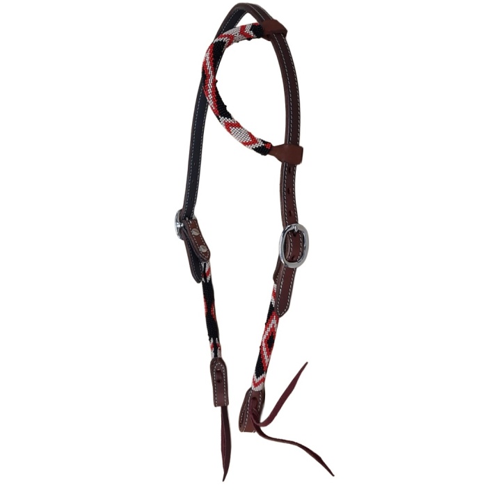 Bridon one Ear Perles Rouge / Noir